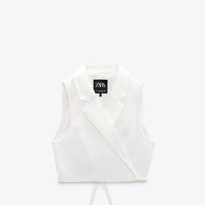 Zara Cream Sleeveless Crop Top